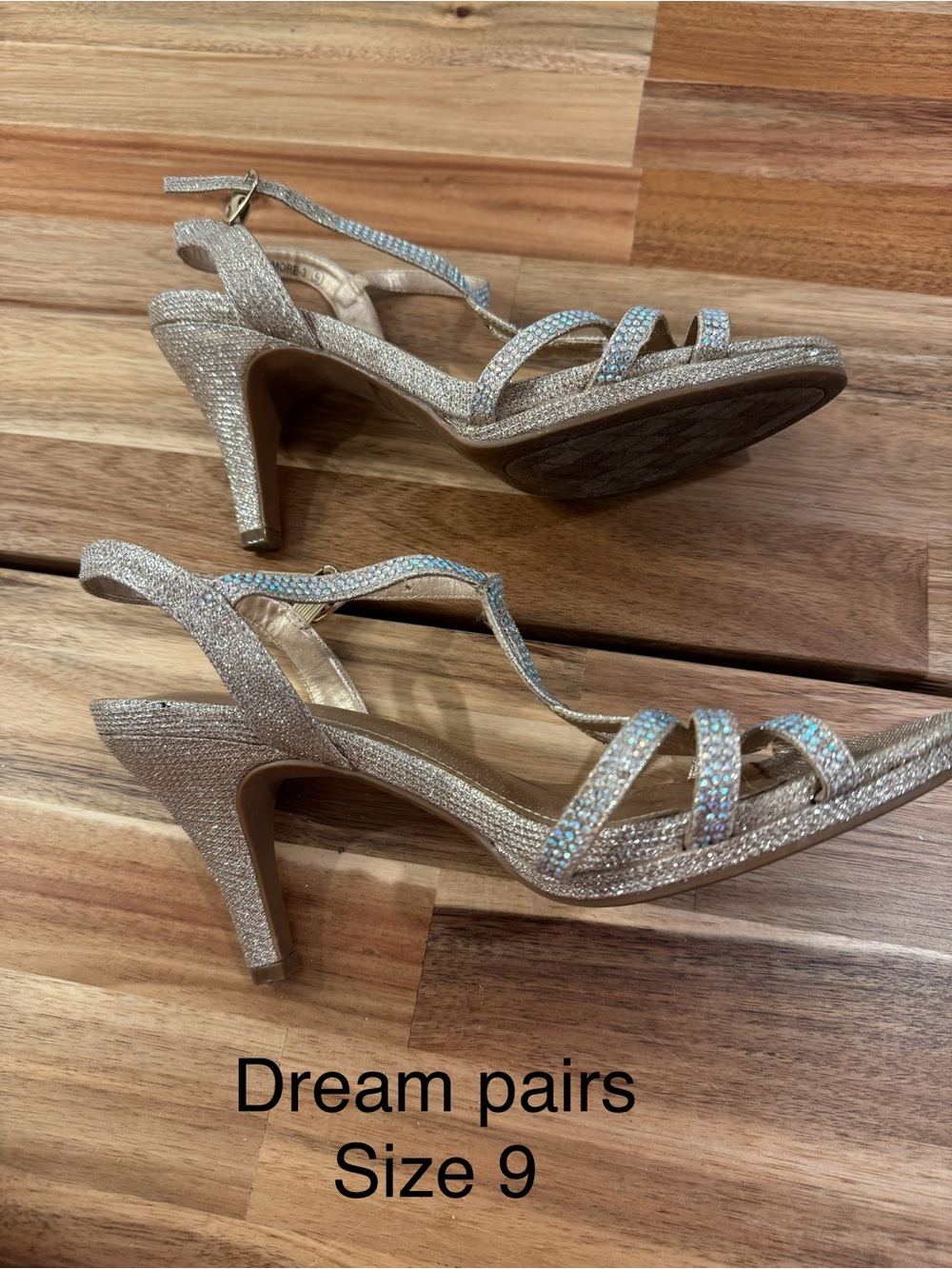 Dream Pairs Gold Rhinestone Strappy High Heel Sandals